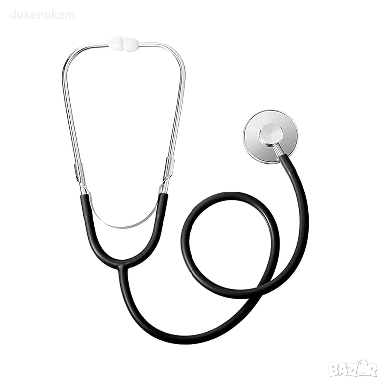 Медицински стетоскоп, класически, едностранен, черен, снимка 1