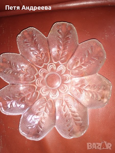 Стъклено плато във формата на цвете, снимка 1