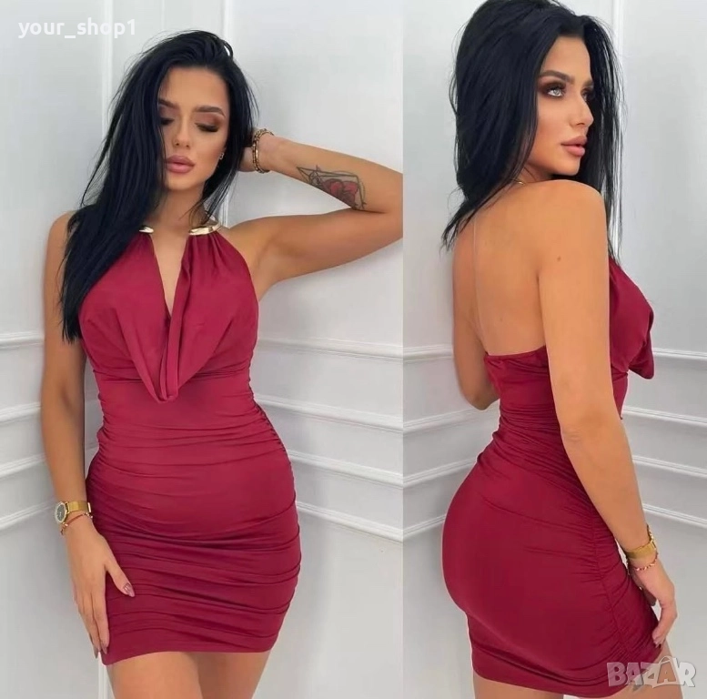 Елегантна къса рокля с набран ефект , снимка 1