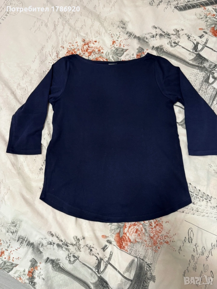 H&M класическа тъмносиня блуза - размер S (oversized, подхожда S-L), снимка 1