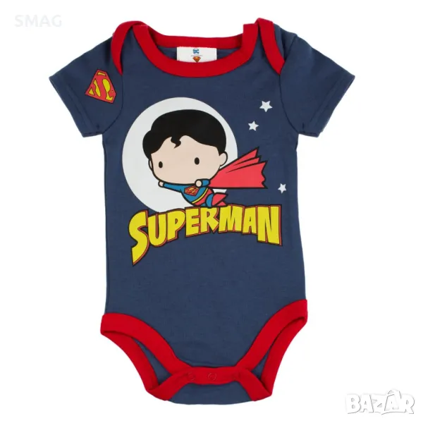 Бебешко боди Памучно с къс ръкав Синьо с дизайн на Супермен S_1233515, снимка 1