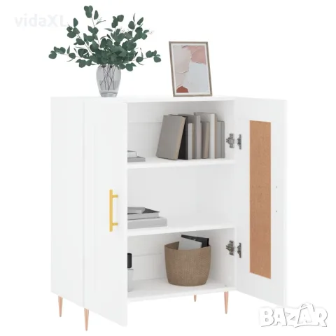 vidaXL Сайдборд, бял, 69,5x34x90 см, инженерно дърво, снимка 4 - Бюфети - 56147918