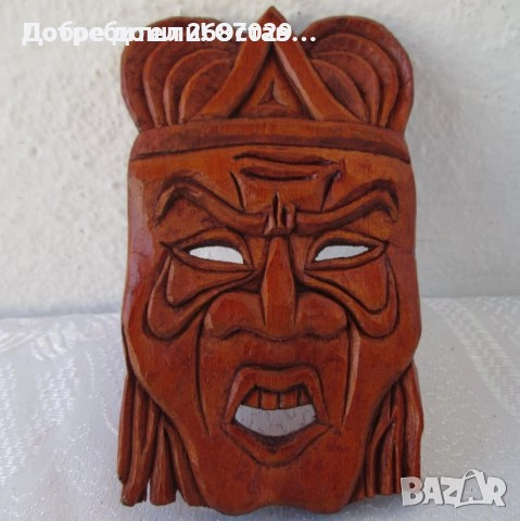 Маски:  Японска маска за стена от дърво, дявол, антика, дърворезба, снимка 17 - Декорация за дома - 45992904
