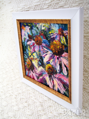Картина с маслени бои - Летни цветя билки, снимка 5 - Картини - 36350626