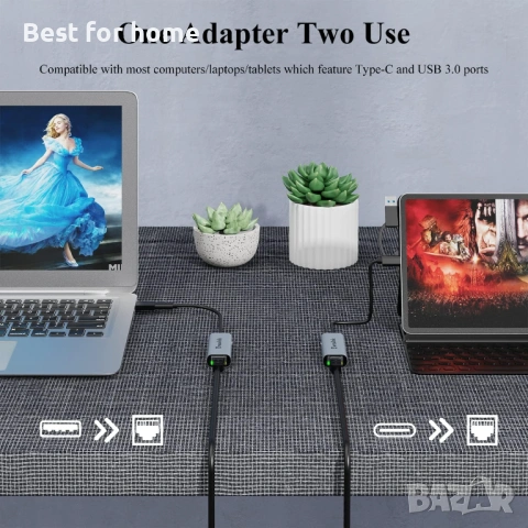Wavlink USB C към Ethernet адаптер 2.5 Gbps, снимка 5 - Друга електроника - 53236514