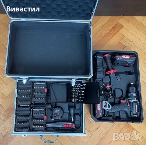 Parkside Performance Черен Винтоверт Парксайд с AL куфар с аксесоари, снимка 6 - Винтоверти - 50773530