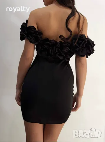 Черна стилна дамска рокля , снимка 4 - Рокли - 50272991