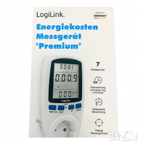 Енергометър LogiLink „Premium“ – измервател на разхода на електроенергия, снимка 3 - Други стоки за дома - 52040646