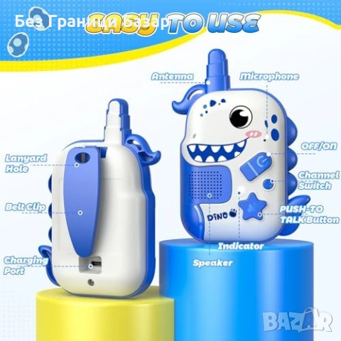 Нови Презареждащи уоки токи за деца 2 броя динозавър играчка подарък, снимка 5 - Образователни игри - 53822894