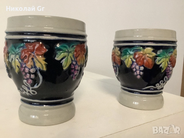 Комплект за вино произведено в Германия отличен състояние глазирана керамика, снимка 4 - Сервизи - 53795097