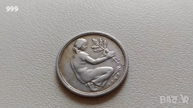 50 пфенига 1949 D, F, J - Германия, снимка 7 - Нумизматика и бонистика - 50730107