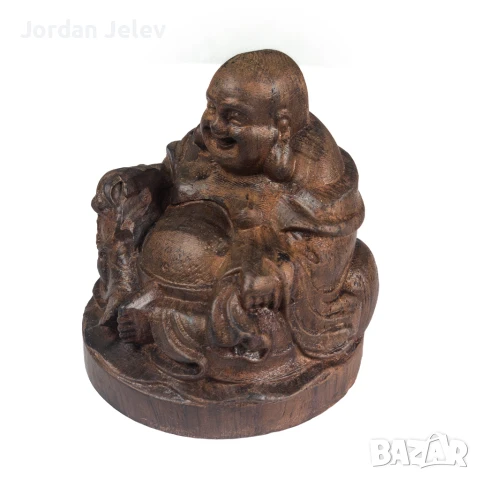 Смеещия се Буда.Ръчно изработена дървена статуетка., снимка 3 - Декорация за дома - 50962132