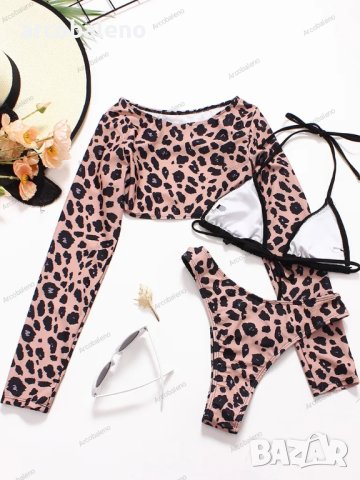 Дамски бански костюм от три части с леопардов принт, 3цвята , снимка 4 - Бански костюми - 41544650