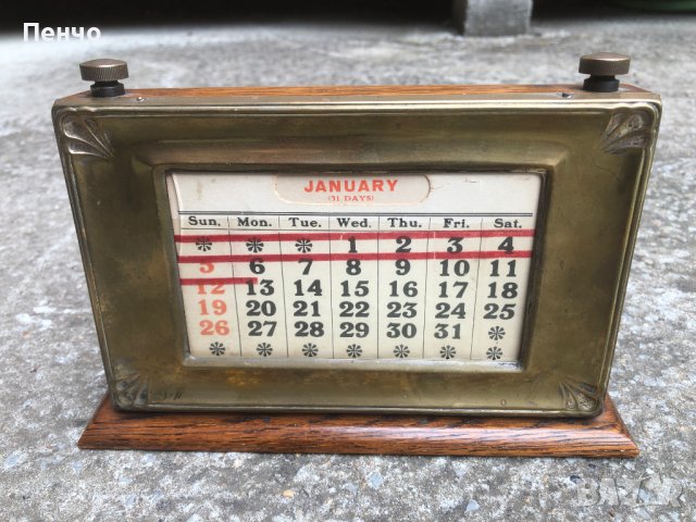 старинен настолен датник/календар/ - MADE IN ENGLAND