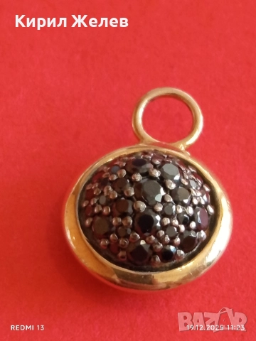 Сребърна висулка с инкрустирани кристали позлата стил и елегантност 26312, снимка 2 - Колиета, медальони, синджири - 52845948