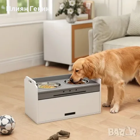 Купа за кучета PawHut, повдигната купа за храна с шкаф за съхранение, снимка 4 - За кучета - 55894459