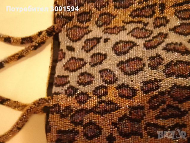стара дамска чанта от стъклени мъниста леопард, снимка 5 - Антикварни и старинни предмети - 41710335