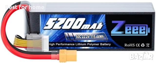 Zeee 6S Lipo Battery 5200mAh 22.2V 50C with XT90 Plug
