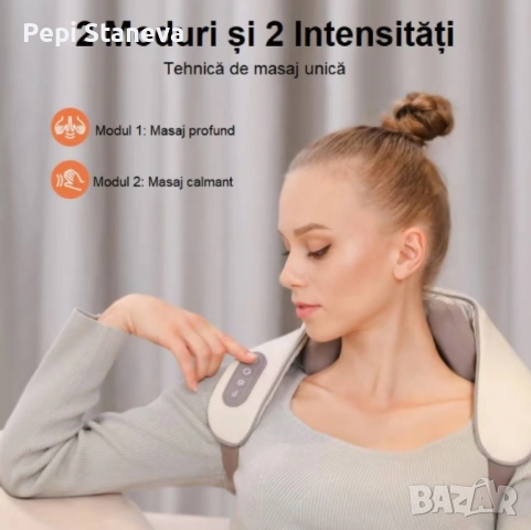 Акумулаторен масажор с топлина за врат,гръб,рамена,крака,за мускулна релаксация, снимка 3 - Друга електроника - 51584093