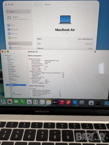 Apple Macbook Air 2020 M1 Перфектен, снимка 5 - Лаптопи за работа - 52813126