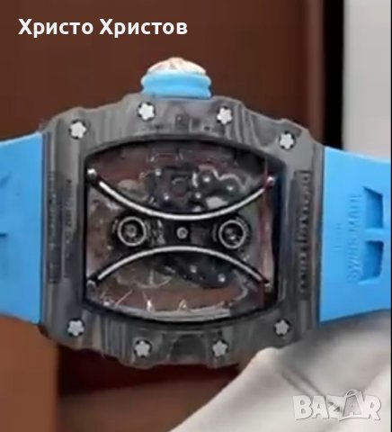 Мъжки луксозен часовник Richard Mille RM 53-01 Blue Rubber Strap Super High Quality , снимка 10 - Мъжки - 41568105