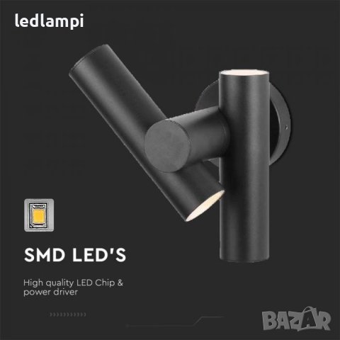 LED Аплик 6W Черен 620Lum IP44, снимка 4 - Лед осветление - 42461808