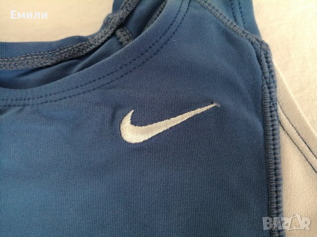 Nike FIT DRY оригинално дамско спортно бюстие в син и бял цвят р-р L, снимка 3 - Корсети, бюстиета, топове - 42176455