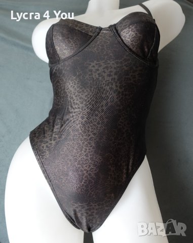 XS (70A) цялостен бански в тъмна леопардова окраска, снимка 13 - Бански костюми - 41603873