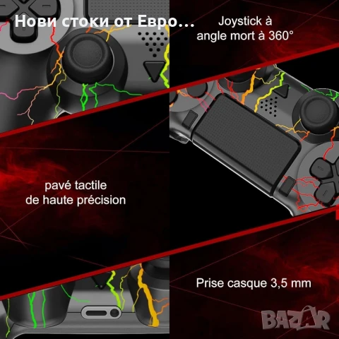 контролер за PS4,RGB безж контролер Pro контролер с LED светлина,3.5 мм аудио жак,двойна вибрация, снимка 3 - Аксесоари - 50988424