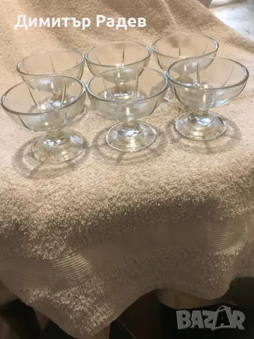 РЕТРО ЧАШИ ЗА СЛАДОЛЕД И ДР.--НОВИ- 1972 г Стъкло за петромакс --ново р--ри Ф 110 мм Н 120 мм , снимка 2 - Чаши - 48449650