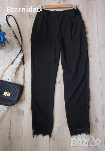 Черен панталон с джобове и дантела ZARA 