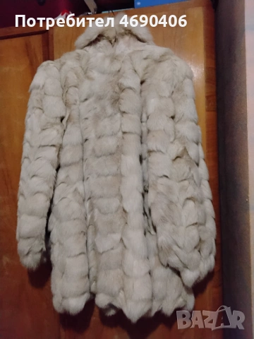 Кожено палто от естествен косъм Сребърна лисица, снимка 2 - Палта, манта - 53053416