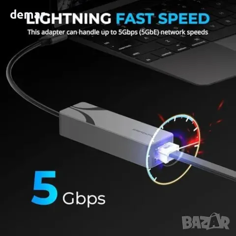 SABRENT USB-C мрежов адаптер до 5 Gbit/s, снимка 2 - Други стоки за дома - 56330082
