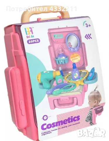 Мини козметична раница играчка за грим 20 части за момичета, снимка 1