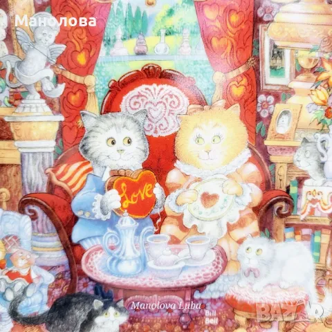 Колекционерска порцеланова чиния Wconker Wuv от серията Holiday Cat Plate на Franklin Mint., снимка 2 - Антикварни и старинни предмети - 48888000