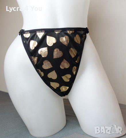 C&A Lingerie XS/S черни лъскави прашки със златни сърца, снимка 8 - Бельо - 40080299
