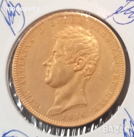 Златна монета 100 лири Сардиния