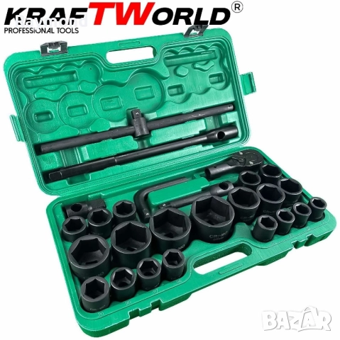 Камионджийско гедоре 26 части KraftWorld – 3/4″ & 1″, ударни вложки 21–65 мм, снимка 3 - Гедорета - 51465317
