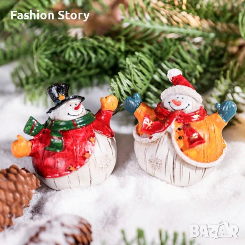 Коледни снежни човечета от полирезин – малка фигурка, идеална коледна украса за всеки дом, снимка 2 - Декорация за дома - 52484788
