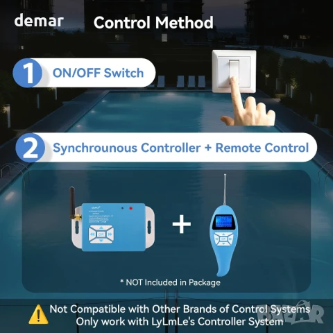 LED осветление за басейн LyLmLe с външна резба 5 см, 15W RGB, Ø190 мм, 12VAC, снимка 5 - Басейни и аксесоари - 51373150