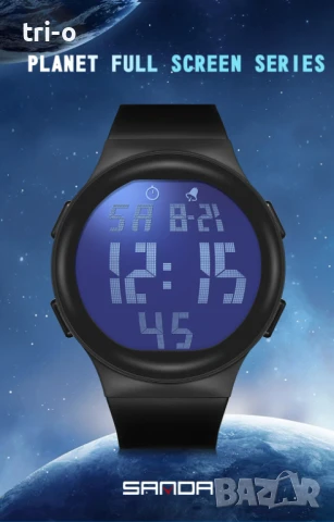 SANDA Моден мъжки електронен часовник с мека TPU каишка, голям LED екран, водоустойчив 2151, снимка 5 - Мъжки - 51383271