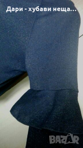 Много тъмно синя блуза със сребриста нишка🍀❤XL❤🍀арт.4193, снимка 2 - Блузи с дълъг ръкав и пуловери - 36295938