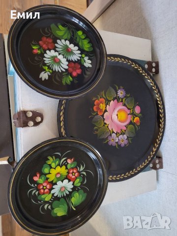Лот ръчно рисувани метални подноси СССР 
