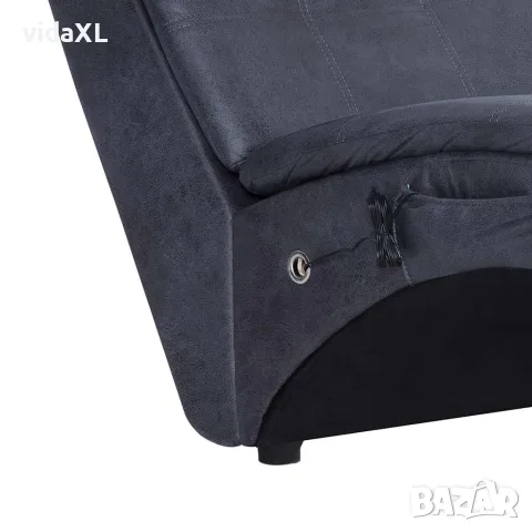 vidaXL Масажираща кушетка с възглавница, сива, изкуствен велур, снимка 7 - Кушетки - 56146488