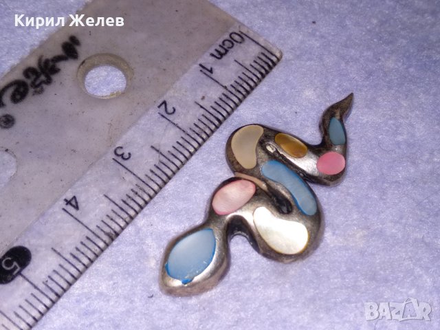 ЗМИЕВИДЕН СРЕБЪРЕН АРТ ПЕНДАНТ МЕДАЛЬОН СРЕБРО 925 ИНКРУСТИРАН с РАЗНОЦВЕТЕН КРАЛСКИ СЕДЕФ 38704, снимка 13 - Колиета, медальони, синджири - 41741621