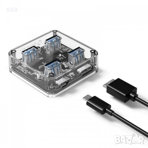 Orico хъб USB3.0 HUB 4 port прозрачен - ORICO MH4U-U3, снимка 4 - USB Flash памети - 35687280