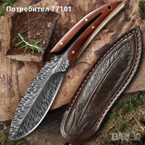 Нож с кожена каня, снимка 7 - Ножове - 42338649