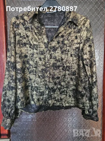 Zara златиста блуза размер М , снимка 3 - Блузи с дълъг ръкав и пуловери - 49545418