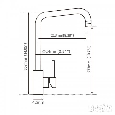 Смесител за мивка от неръждаема стомана  BS8034BK, снимка 4 - Други стоки за дома - 39826706