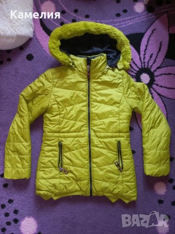 Зелено зимно яке с качулка за момиче на 11-13 г., снимка 2 - Детски якета и елеци - 39732729